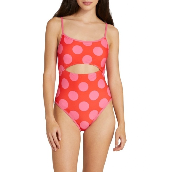 NWT Kate Spade Large Polka Dot Cutout One Piece Swimsuit Sz. XS - Picture 3 of 4